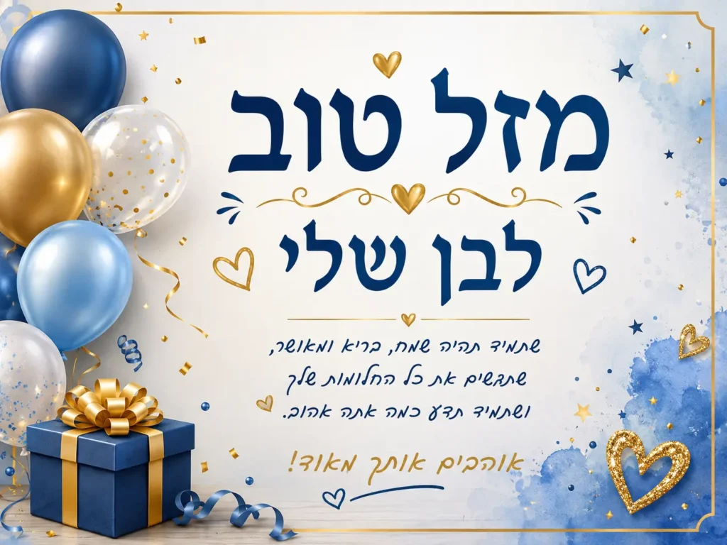 ברכת מזל טוב לבן שלי מוכנה מעוצבת