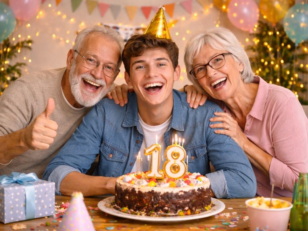 סבתא וסבא מברכים ליום הולדת 18 את הנכד