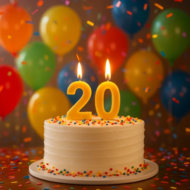 עוגת יום הולדת חגיגית עם נרות לגיל 20