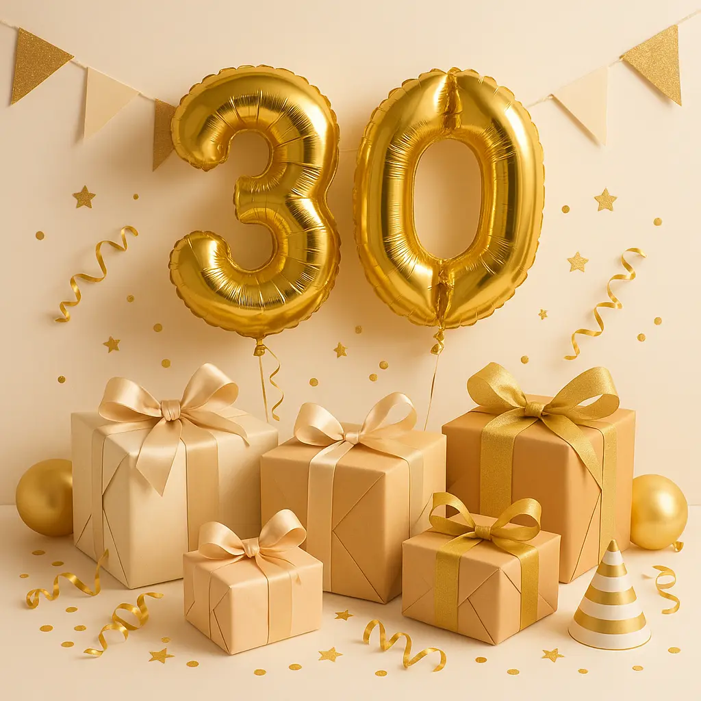 בלונים ומתנות לחגיגת יום הולדת 30