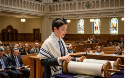 ילד בברכה קצרה לבר מצווה